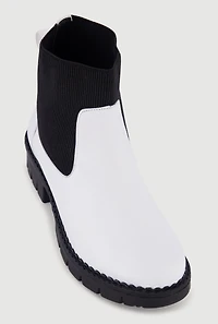 Genuine Leather Block Heel Chelsea Boots