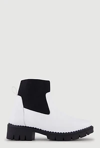 Genuine Leather Block Heel Chelsea Boots