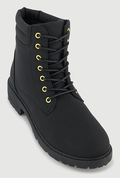 Womens Lace Up Block Heel Combat Boots,