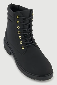 Womens Lace Up Block Heel Combat Boots,