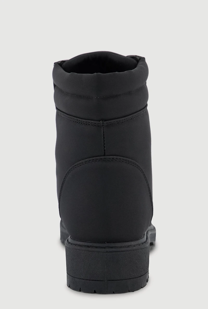 Womens Lace Up Block Heel Combat Boots,