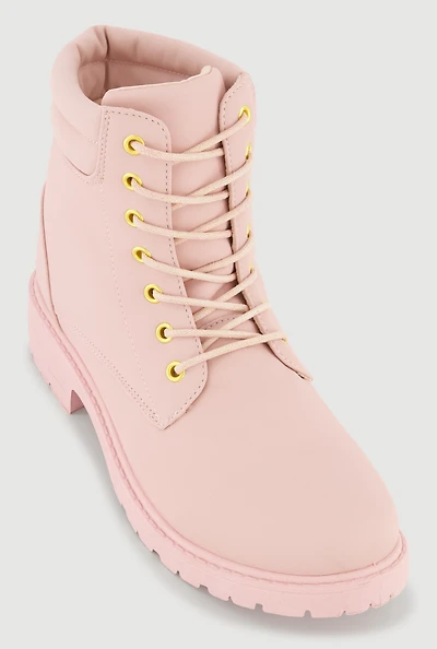 Lace Up Block Heel Combat Boots