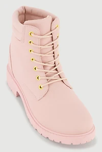 Lace Up Block Heel Combat Boots