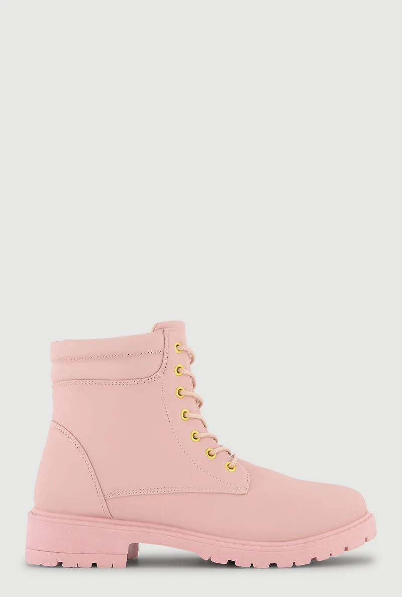 Lace Up Block Heel Combat Boots