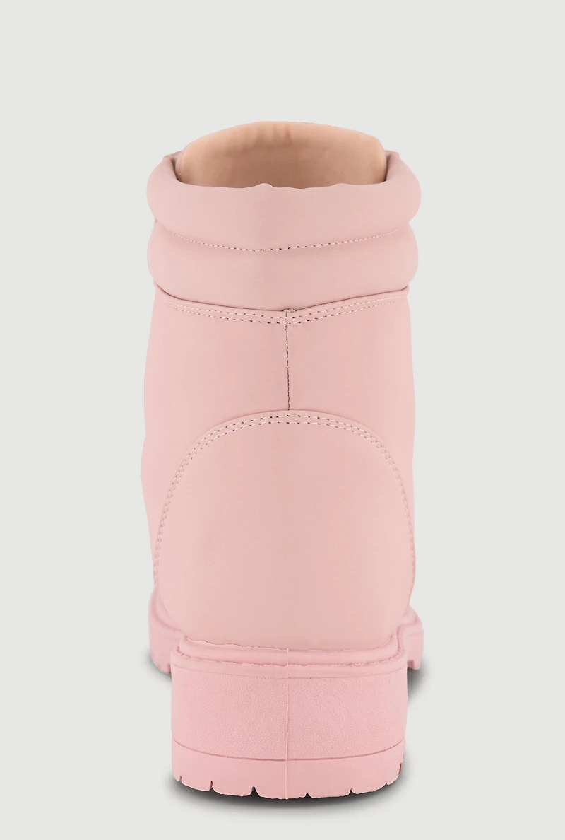 Womens Lace Up Block Heel Combat Boots,