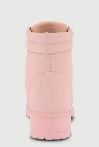 Womens Lace Up Block Heel Combat Boots,