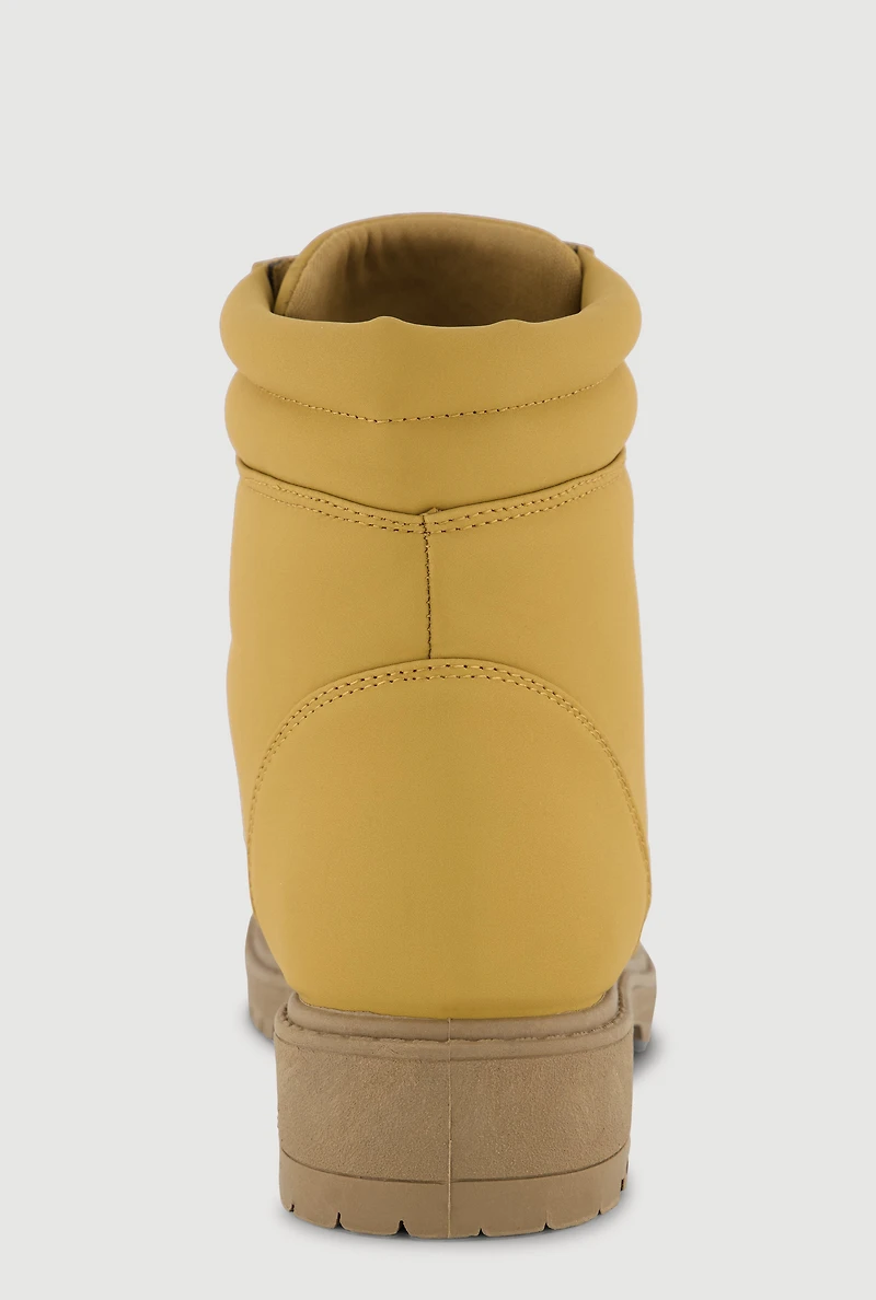 Lace Up Block Heel Combat Boots