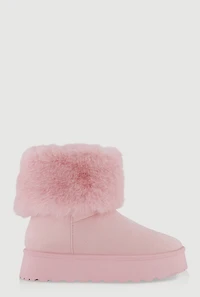 Platform Booties with Faux Fur Cuff