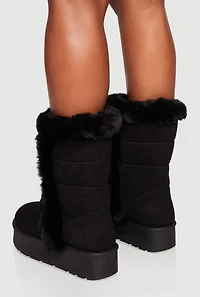 Faux Fur Lined Suede Platform Boots