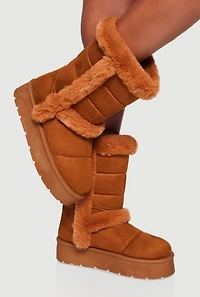 Faux Fur Lined Suede Platform Boots