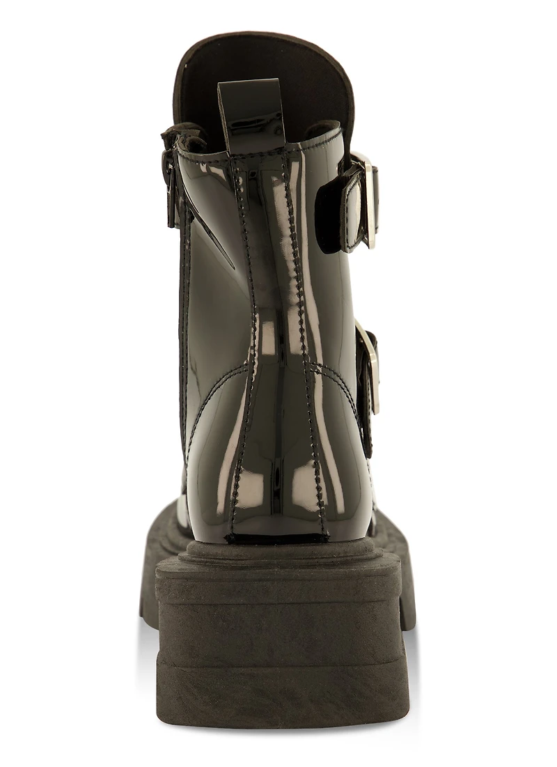 Lug Sole Triple Buckle Combat Boots