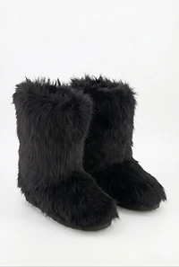 Faux Fur Round Toe Booties
