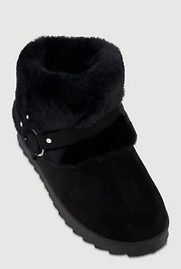 Faux Fur Cuff O-Ring Harness Booties