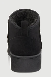 Womens Sherpa Lined Pull Tab Faux Suede Platform Ankle Boots, Black, Size 8.5
