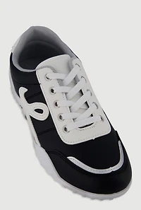 Womens Stylish Lace-Up Sneakers with Round Toe,