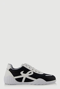 Womens Stylish Lace-Up Sneakers with Round Toe,