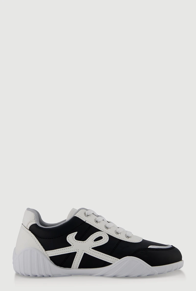 Womens Stylish Lace-Up Sneakers with Round Toe,
