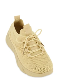 Textured Knit Slip On Platform Sneakers