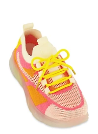 Textured Knit Slip On Platform Sneakers