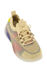 Textured Knit Slip On Platform Sneakers