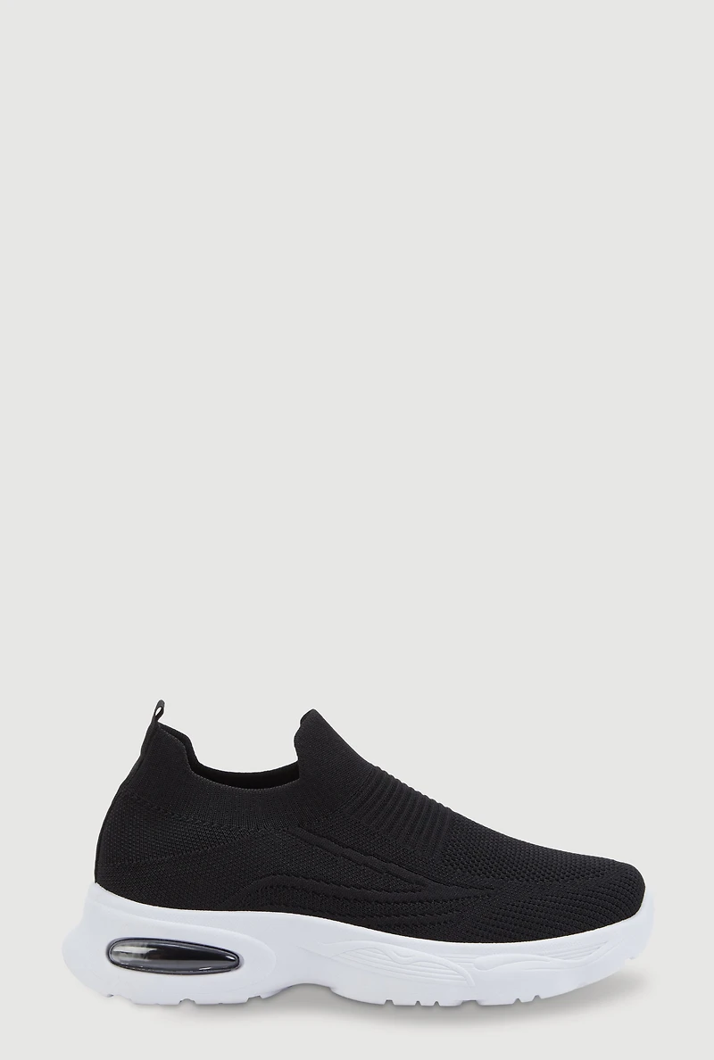 Textured Knit Slip On Platform Sneakers