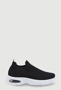Textured Knit Slip On Platform Sneakers