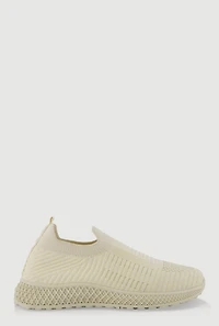 Womens Slip On Textured Knit Sneakers,