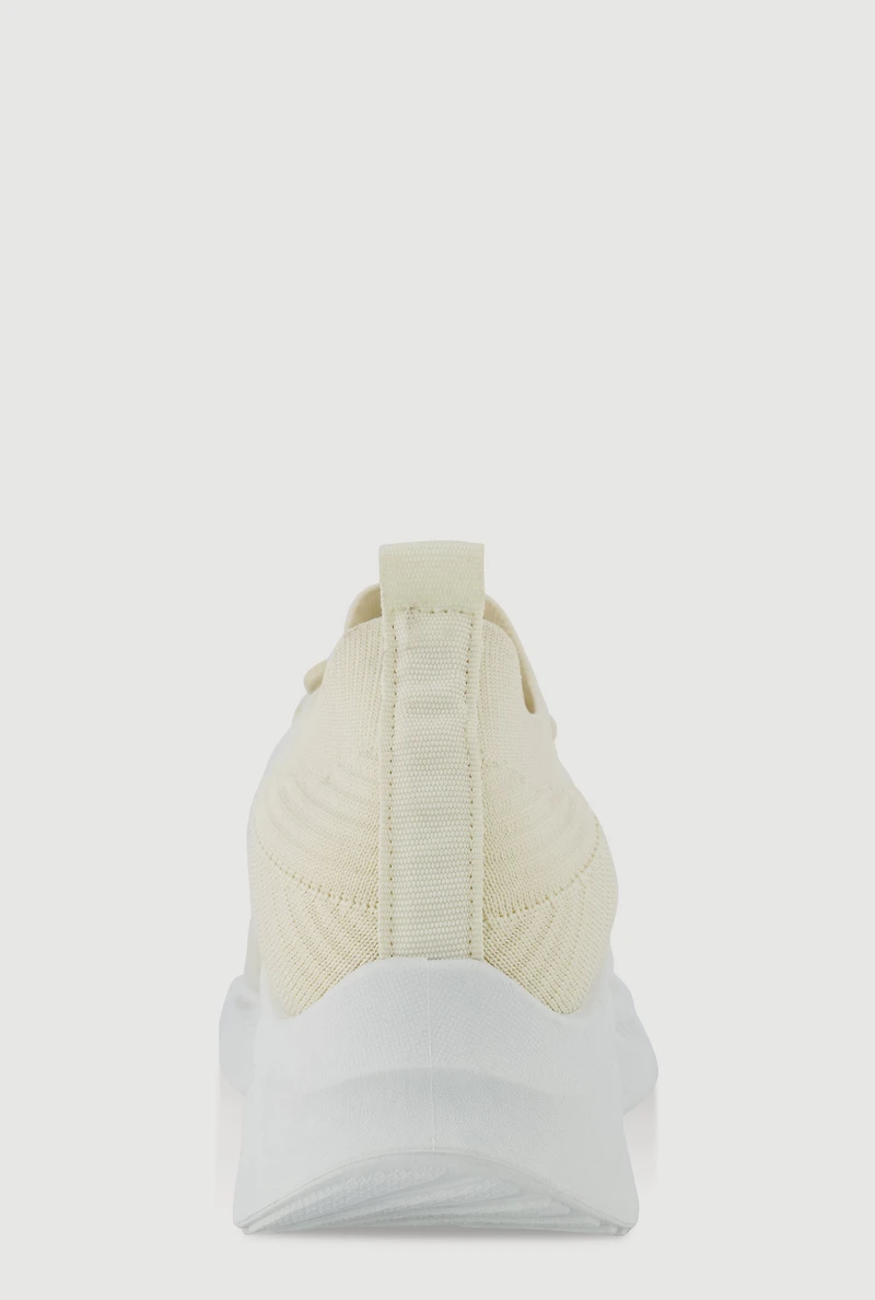 Womens Lace Up Textured Knit Sneakers,