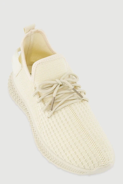 Womens Textured Knit Lace Up Slip On Round Toe Sneakers,