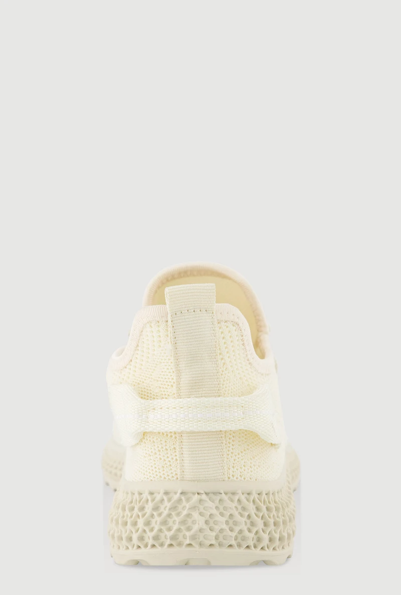 Womens Textured Knit Lace Up Slip On Round Toe Sneakers,