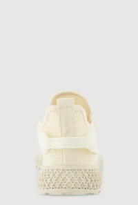 Womens Textured Knit Lace Up Slip On Round Toe Sneakers,