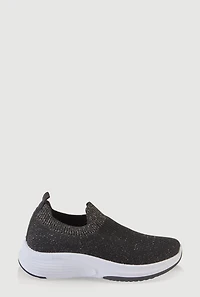 Lurex Textured Knit Slip On Sneakers