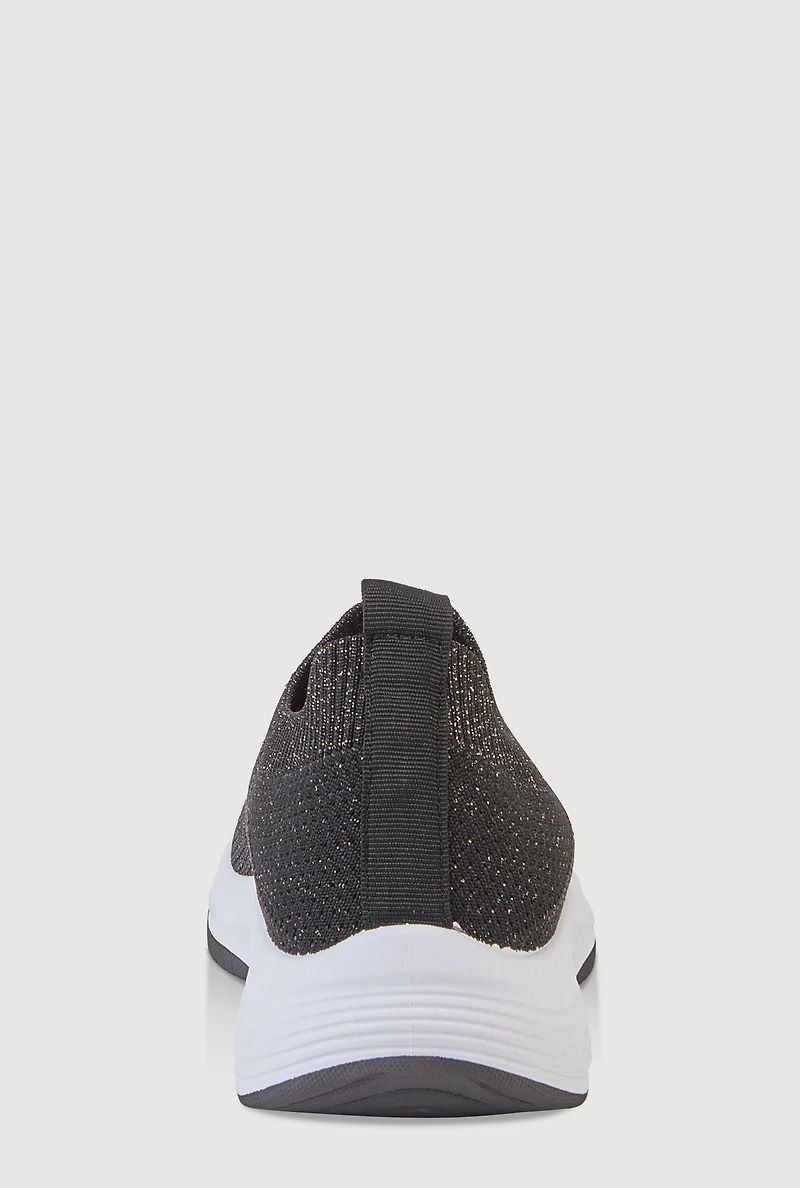Lurex Textured Knit Slip On Sneakers