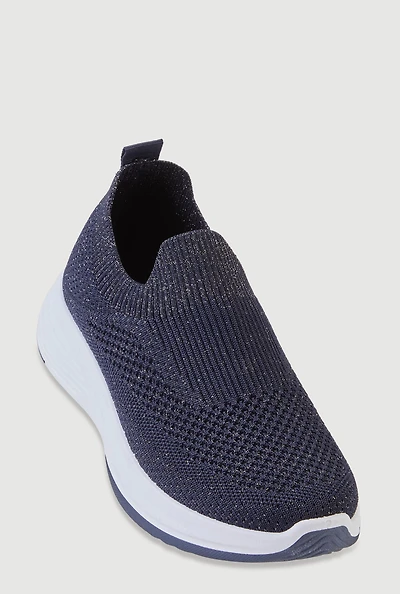 Lurex Textured Knit Slip On Sneakers