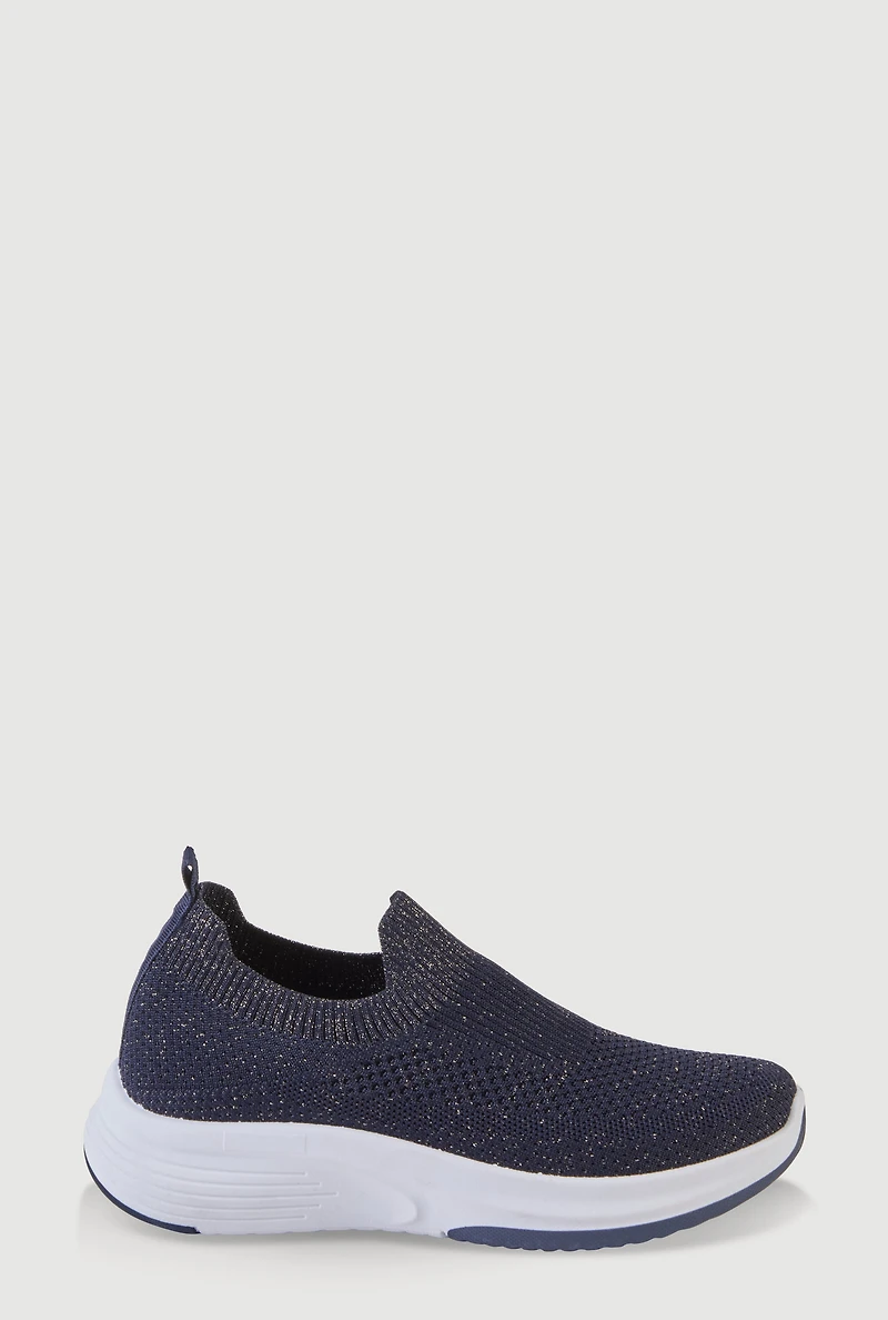Lurex Textured Knit Slip On Sneakers