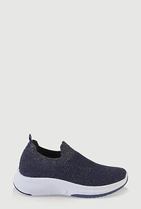Lurex Textured Knit Slip On Sneakers