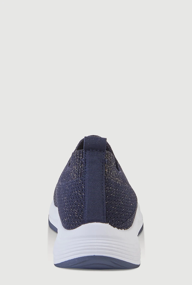 Lurex Textured Knit Slip On Sneakers