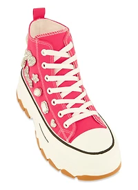 Love Rhinestone Charm Platform High Top Sneakers
