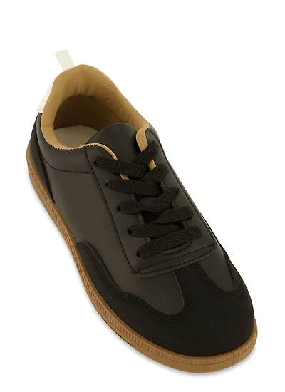 Womens Lace Up Gum Sole Low Top Sneakers, Black, Size 9