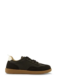 Womens Lace Up Gum Sole Low Top Sneakers, Black, Size 9