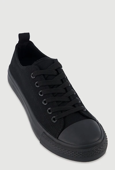 Womens Lace Up Low Top Canvas Sneakers,