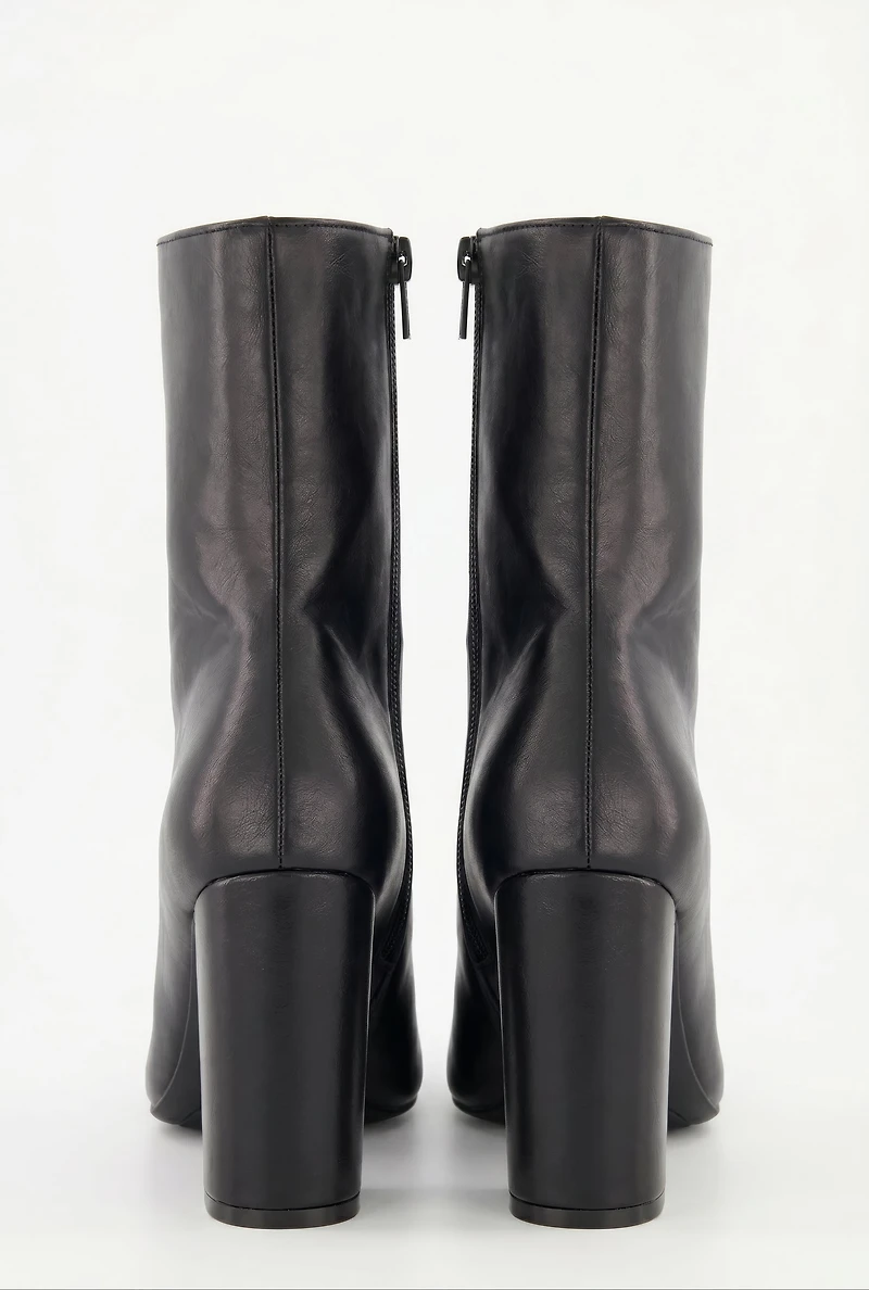 Pointy Toe Block Heel Booties
