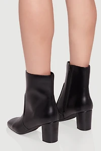 Almond Toe Mid Block Heel Booties