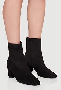 Womens Almond Toe Mid Block Heel Booties,
