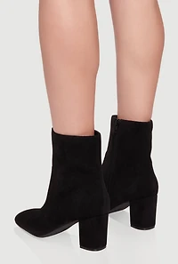 Womens Almond Toe Mid Block Heel Booties,