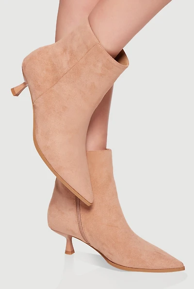 Womens Pointed Toe Low Heel Ankle Boots,