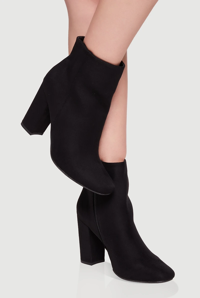 Trendy Almond Toe Block Heel Booties
