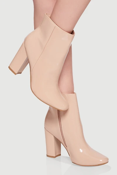 Womens Trendy Almond Toe Block Heel Booties,