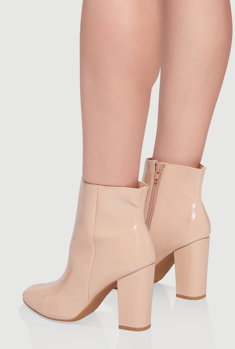 Womens Trendy Almond Toe Block Heel Booties,