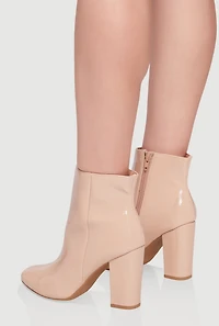 Womens Trendy Almond Toe Block Heel Booties,